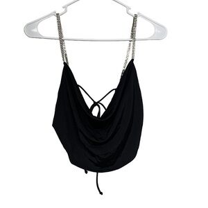 Windsor Black Top with Rhinestone Straps